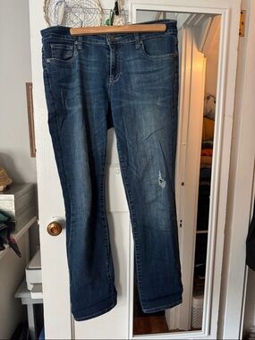 Kut from the Kloth Dark Blue Distressed Straight Leg Jeans